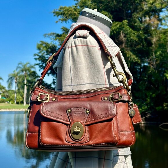 COACH Bleecker Legacy Turn Lock Shoulder Bag 65th Anniversary 2007 Whiskey 11127 - Picture 1 of 16